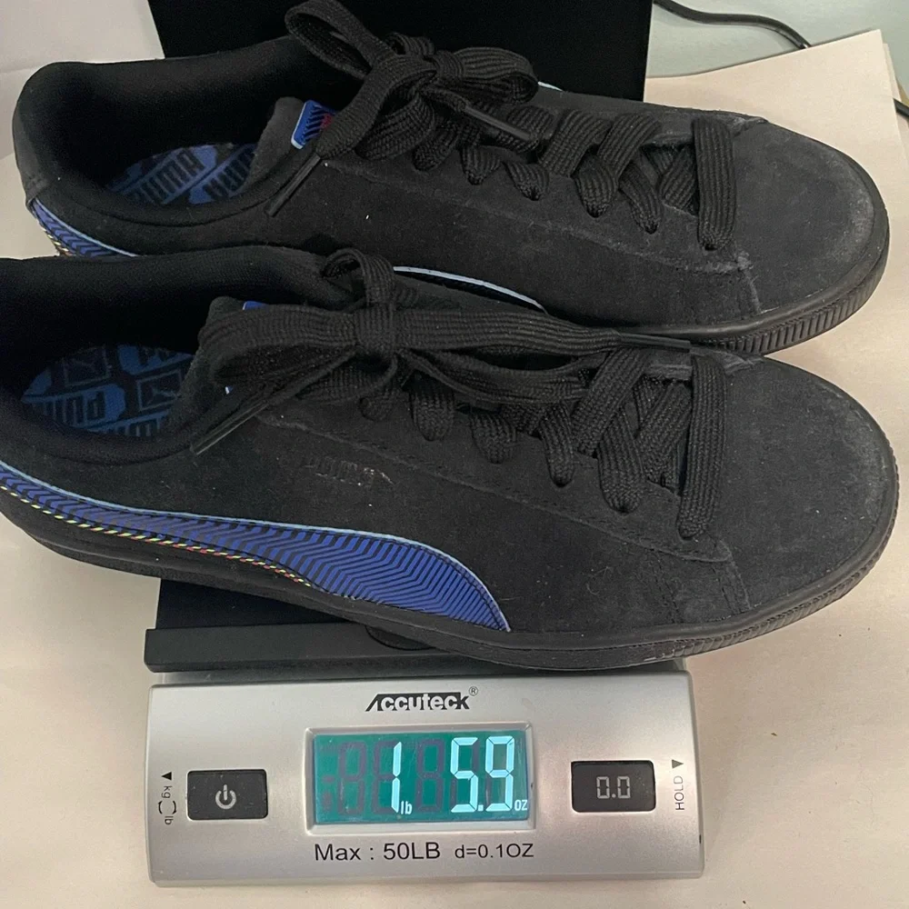 Puma Suede Sneakers Kids 5.5C‎ Black Blue Multi Graphic 385309-01